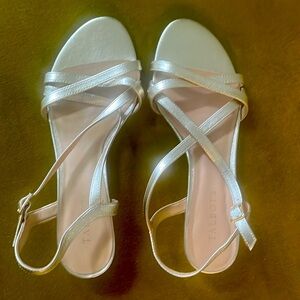 Talbots strappy gold sandals low wedge size 8